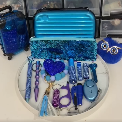 18 PCS Romantic Deep Sea Set - Premium self defense keychain set for women's personal safety. Features 18-piece comprehensive set and Multiple defense tools.