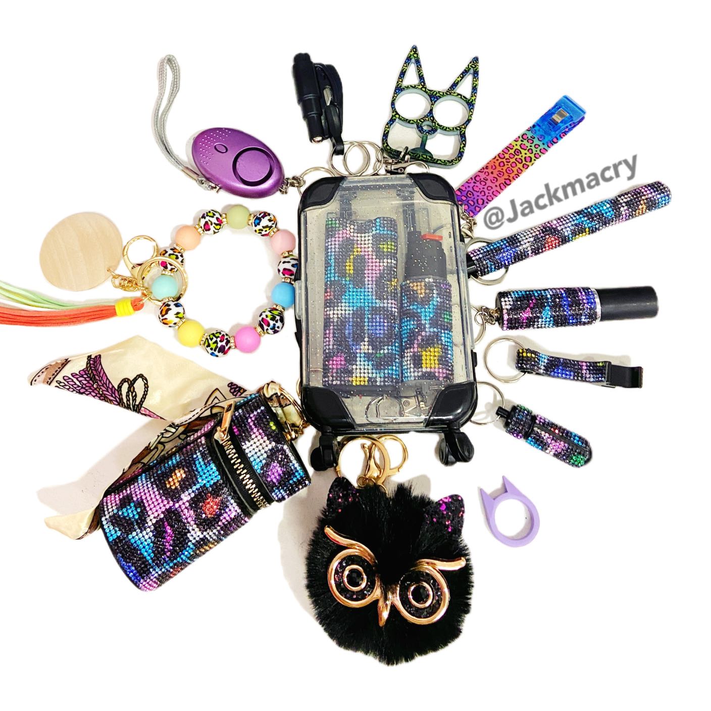 Colorful Leopard Safety Keychain  -1129 - Premium self defense keychain set for women's personal safety. Features Keychain attachment and Durable construction.