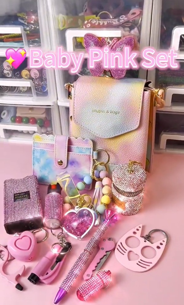 Rainbow Gradient Handbag Set - Premium self defense keychain set for women's personal safety. Features Keychain attachment and Durable construction.