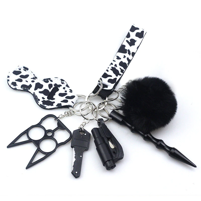 Women's Hand Sanitizer Bag Zinc Alloy Anti-wolf Bar Alarm Key Chain - Premium self defense keychain set for women's personal safety. Features 130dB emergency alarm and LED strobe light.